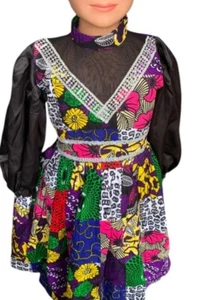 Girls African Print Ankara Dress - Picture 1 of 3