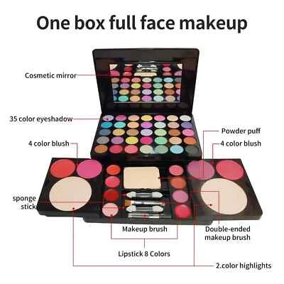 Multi Use All in One Gift Box Makeup Kit Full Set Women Face Eye Shadow Brushes  - Image 1 of 4