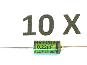 220nF, 160V-, 100V~, 5%, 0,22uF, axial, Roederstein, MKT1813-422/164, 10 Stück - Picture 1 of 4