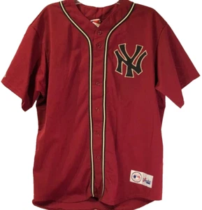 New York Yankees Vintage 90s MLB AL Majestic Burgundy Sewn Team Logo Jersey XL - Bild 1 von 2