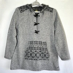 Cabela's Pullover Henley Sweater XL Gray Fair Isle Toggle Hooded Hoodie Pocket - Picture 1 of 6