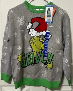 Grinch Youth Character Pullover Holiday Sweater Size L 14/16 Gray - Picture 1 of 4