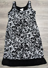 Drapers & Damons Dress Adult Small Black & White Floral Sleeveless Womens