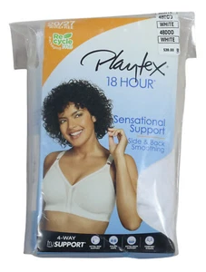 Playtex 48DDD 18 Hour Sensational Support Lace Wire-Free Women's Bra NWT White - Picture 1 of 2