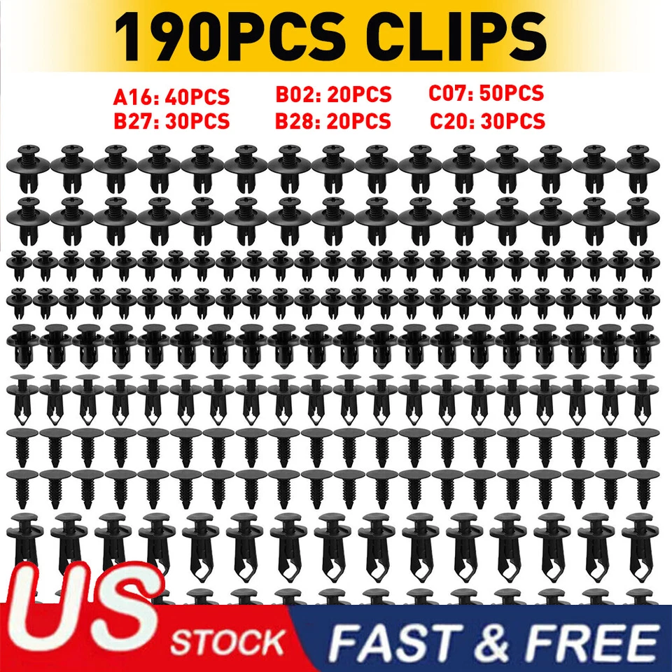 190x Kit de sujetador de retención de carrocería clips de moldura para parachoques capó de puerta guardabarros universal Foto 1 de 4