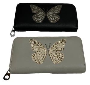 Gift Set Women's Black & Grey Wallet Set Faux Leather - Picture 1 of 9