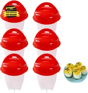 6 PCS Eggs Cooker, Silicone Egg Boil, Hard Boiled Eggs without the Shell, Non-St - Picture 1 of 2