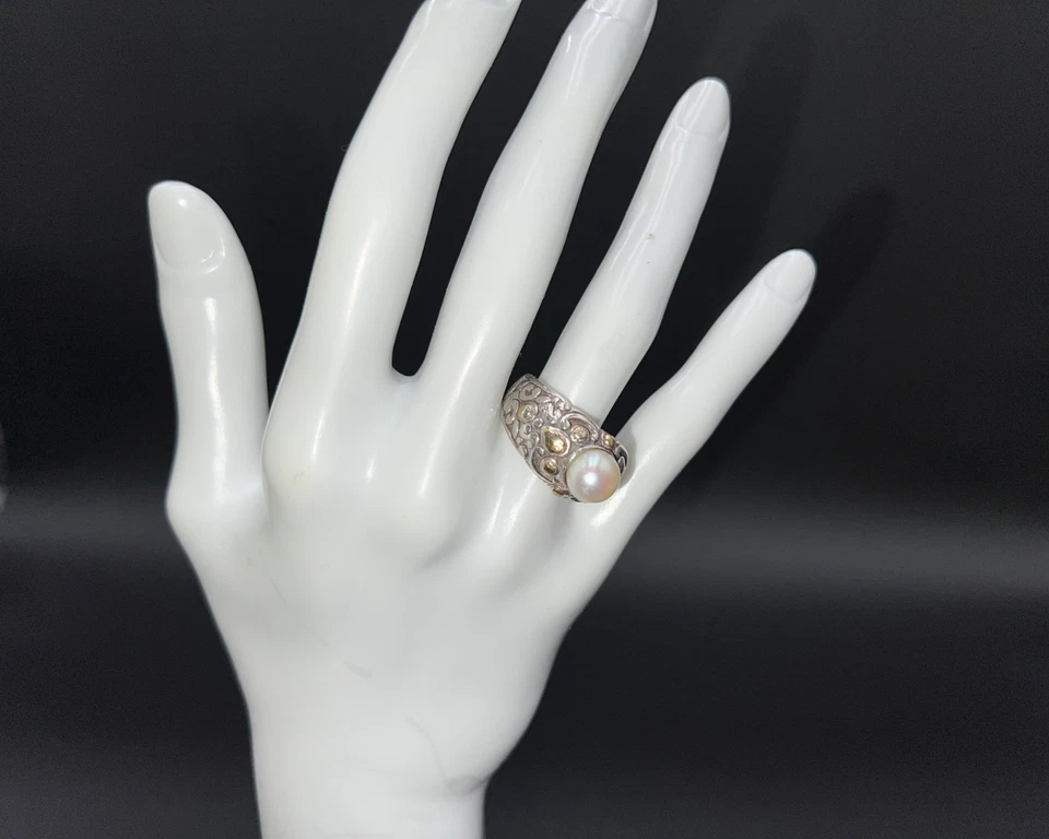 Anillo John Hardy oro 18K y plata de ley perlas, talla 7 Foto 1 de 4