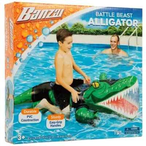 Banzai Battle Beast Alligator Pool Inflatable Age 3+ 16" H x 26" W x 62" D - Picture 1 of 1