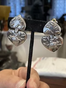 Emilia Castillo Ohrringe 0,950 Silber Frosch & Fisch oxidiert Herz Motiv 1990er - Bild 1 von 6