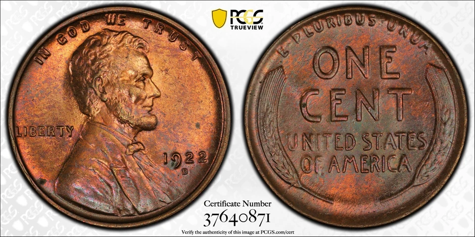 1922-D Lincoln Wheat Cent  MS63 RB - Image 1 of 1