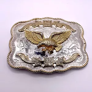 Hebilla de cinturón de aterrizaje de águila en tonos plateados y dorados para cinturón de 11⁄2 - Imagen 1 de 4