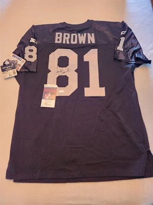 Camiseta Proline auténtica con licencia de los RAIDERS firmada por Tim Brown certificado de autenticidad JSA TALLA 52 Foto 1 de 4