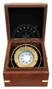 Antique Brass Gimbal in Wooden Box Maritime Nautical Ship/Boat Binnacle Compass - Picture 1 of 5