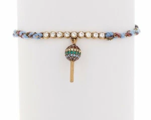 Marc Jacobs Bracelet Friendship Lollipop Beads Crystals Blue Antique Gold New - Picture 1 of 8