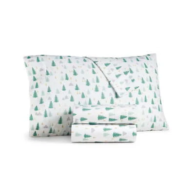 Martha Stewart Christmas Printed 200 Thread Count 3pc. sheet Set Trees Twin - Image 1 of 4