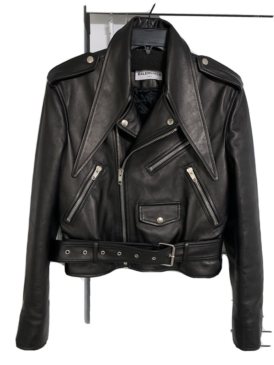 ジャケット BALENCIAGA Women Jackets 773998TPQ37 1000 BLACK Balenciaga Motorcycle Jacket Black Coats, Jackets & Vests