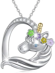 BEAUTIFUL Necklaces for Women UNICORN Necklace CZ Sterling Silver Chain Pendant - Picture 1 of 5