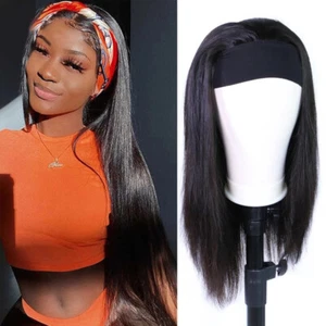 Straight Headband Synthetic Wigs for Black Women Short Straight Black Wigs Party - Picture 1 of 10