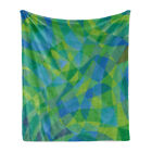 Polygons Soft Flannel Fleece Throw Blanket Mosaic in Nature Colors