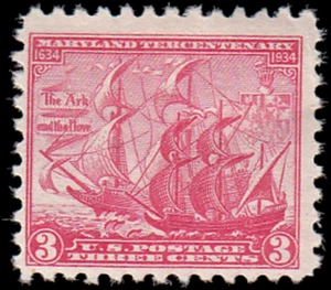 US Stamp #736 - 1934 3¢ Maryland Tercentenary, Fair MNH Disturbed Gum - Picture 1 of 3