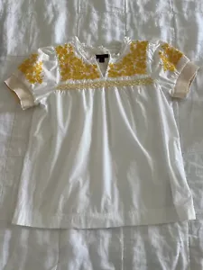 Camicia J.CREW Ricamata Cotone Poplin Manica Puff XS BIANCA $89 - Foto 1 di 7