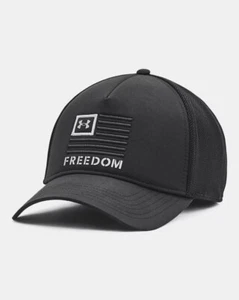 Under Armour Men’s Black/Steel UA Freedom Trucker Cap OSFA (One Size Fits All) - Picture 1 of 2
