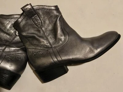 Botines de cuero vintage GUESS GW Ginnette Gunmetal metálico estilo occidental 7M Foto 1 de 4