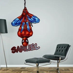 SPIDERMAN PERSONALISED WALL STICKER children's boy's bedroom decal art mural - Picture 1 of 2