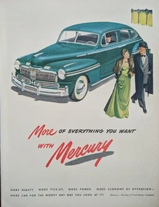 1949 Vintage Mercury Sedan Print Ad, Post WW2 Advertisement, Luxury  - Picture 1 of 1