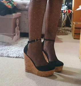 New ASOS Black Platform Wedge Shoes Size UK5 - Picture 1 of 5