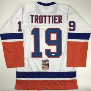 Autographed/Signed BRYAN TROTTIER HOF 97 New York White Hockey Jersey JSA COA - Picture 1 of 4
