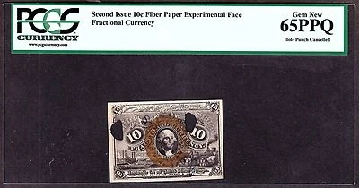 US 10c Fractional Currency Experimental Milton 2E10F.4 PCGS 65 PPQ GEM CU - Image 1 of 2