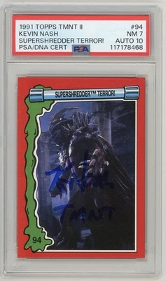 KEVIN NASH 1991 TOPPS TMNT 2 SUPERSHREDDER NINJA TURTLES SIGNED PSA 7 AUTO 10 - Image 1 of 2