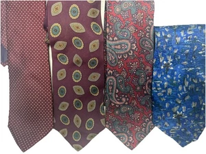 VINTAGE Neiman Marcus Lot of 4 Silk Ties Striped Geometric Red Blue Abstract Dot - Picture 1 of 21