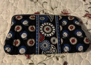 Cartera sin asas Vera Bradley azul cachemira doble cierre Kisslock. - Imagen 1 de 5