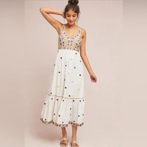 Anthropologie Payal Pratap Nora Midi Embroidered Dress 4,Indo Western Wear - Imagen 1 de 9