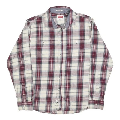 Camisa WRANGLER Para Hombres Roja y Blanca Mezcla de Algodón a Cuadros L Manga Larga Botón a Cuadros Foto 1 de 4