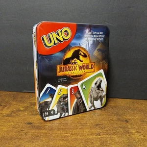 Mattel Games UNO Jurassic World Dominion Card Game in Metal Travel Tin  - Picture 1 of 6