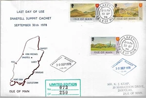 last day of snaefell summit cachet sept 30 1978 typed cover MY REF 1597 - Bild 1 von 1