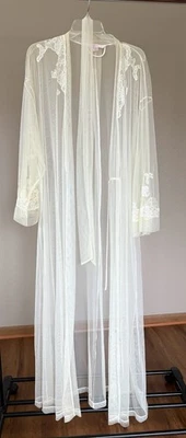 DE COLECCIÓN Y2K VICTORIA'S SECRET MARFIL MALLA TRANSPARENTE ENCAJE APLIQUES CORBATA BATA M/L Foto 1 de 4