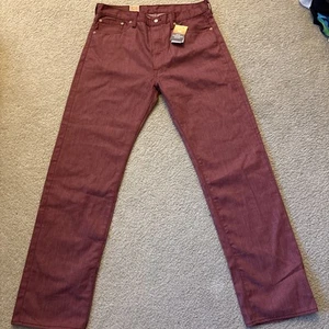 Jeans Levi's 501 uomo taglia 36X34 rosso sbiadito grezzo denim non lavato restringente per adattarsi nuovo - Foto 1 di 9