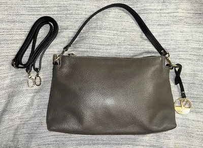 Bolso Bandolera Bolso de Hombro Valentina Cuero Guijarro Beige Hecho en Italia Foto 1 de 4