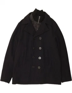 SCHOTT Mens Pea Coat UK 40 Large Navy Blue Wool CE01 - Picture 1 of 3