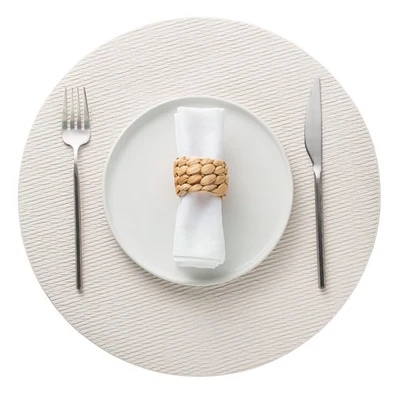 15" Faux Leather Big Round Placemats Set of 6 - Washable Heat Resistant Non-S... - Image 1 of 4