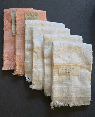 Лот из 6 новый крестиком классический гостевые полотенца Aida 4 белый 2 персиковый новый с Ярлыками - Изображение 1 из 4