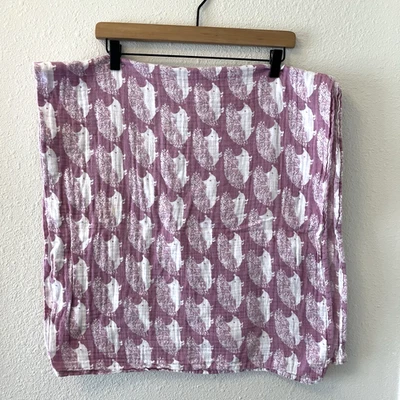 Milkbarn Swaddle Blanket Purple Hedgehog Organic Cotton Gauzy 44"x 43" - Image 1 of 4