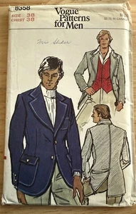 VOGUE Pattern For Men 8358 Vintage ~ Men’s Jacket & Vest Size 38, Chest 38 - Picture 1 of 5