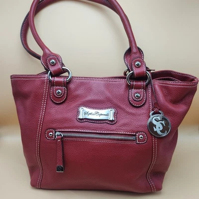 Sophia Caperelli Bolso de Hombro Cuero Rojo Monedero Animal Estampado Leopardo Forrado Foto 1 de 4