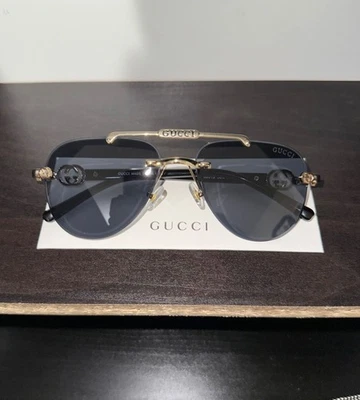Gucci GG 68013S Black & Gold Sunglasses - Ships Same Day - Image 1 of 4